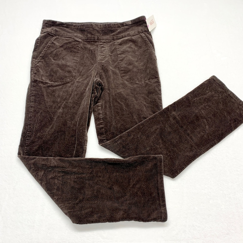 Denim & Co Corduroy Straight Leg Womens Sz 10 Brown Stretch Casual Pants Cotton